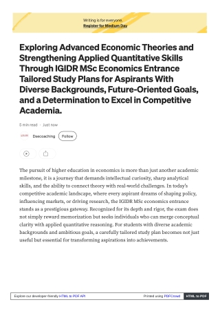 Conquering the IGIDR MSc economics entrance Using Sharp Strategies