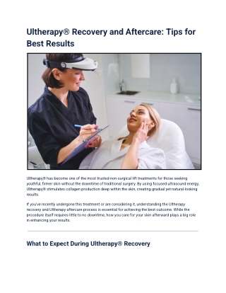 Ultherapy® Recovery and Aftercare_ Tips for Best Results