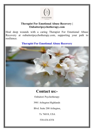Therapist For Emotional Abuse Recovery  Oubaitoripsychotherapy.com