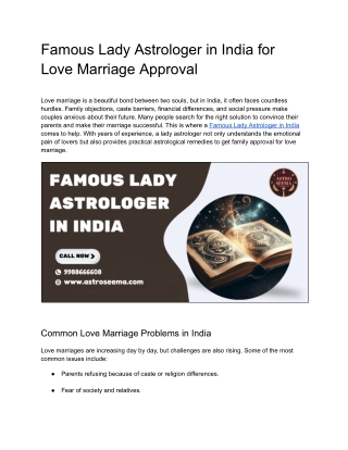 Best Lady Astrologer in India to Solve Love & Family Problems