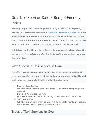 Goa Taxi Service_ Safe & Budget-Friendly Rides