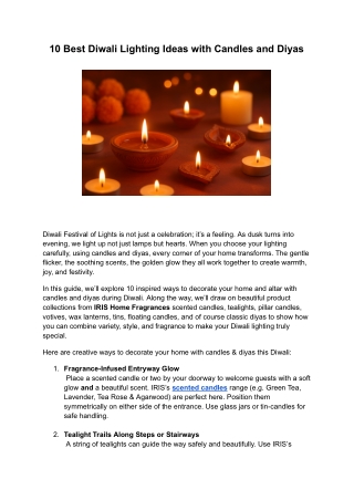 10 Best Diwali Lighting Ideas with Candles and Diyas