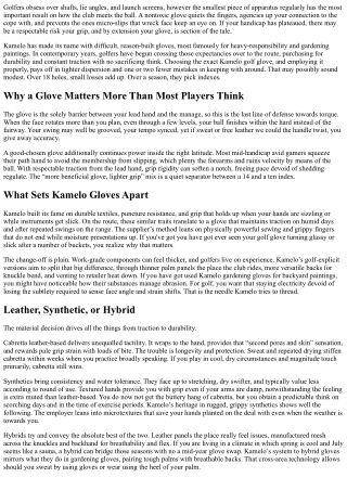 Improve Your Handicap with the Right Kamelo Golf Glove