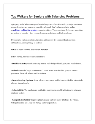 Top Walkers for Seniors with Balancing Problems