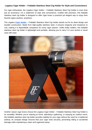 Legatus Cigar Holder – Foldable Stainless Steel Cig Holder for Style and Convenience