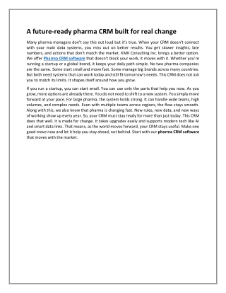 A future-ready pharma CRM built for real change