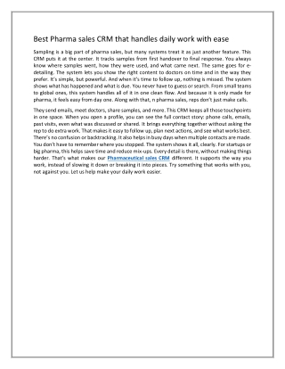 Best Pharma sales CRM that handles daily work with ease