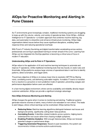 AIOps for Proactive Monitoring and Alerting in Pune Classes