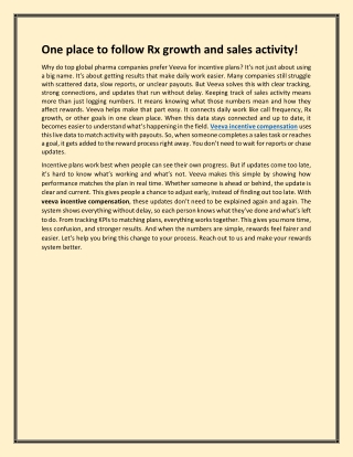 One place to follow Rx growth and sales activity