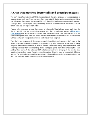 A CRM that matches doctor calls and prescription goals