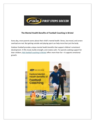 The Mental Health Benefits of Football Coaching in Bristol