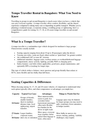 Group Travel Made Easy – Tempo Traveller Rentals in Bangalore