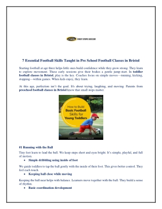 7 Essential Football Skills Taught in Pre School Football Classes in Bristol