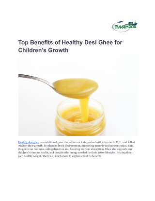 Top Benefits of Healthy Desi Ghee for Children’s Growth