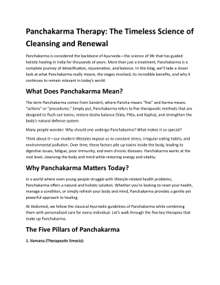 Panchakarma Therapy The Timeless Science of Cleansing and Renewal