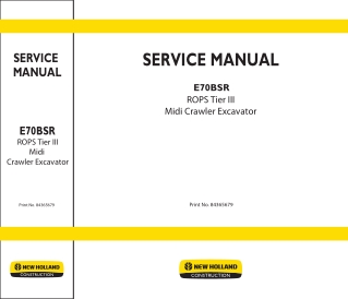 New Holland E70BSR ROPS Tier III Midi Crawler Excavator Service Repair Manual Instant Download