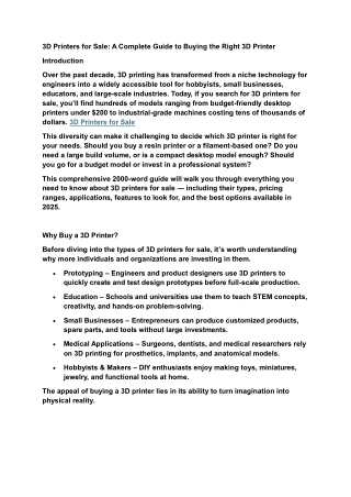 3D Printers for Sale: A Complete Guide to Buying the Right 3D Printer