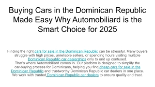 Buying Cars in the Dominican Republic Made Easy Why Automobiliard is the Smart Choice for 2025