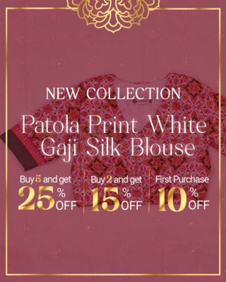 Patola Print White Gaji Silk Blouse