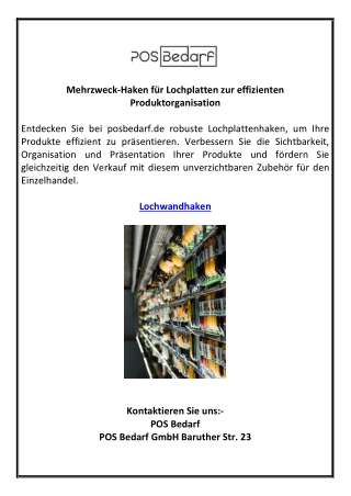 Mehrzweck-Haken für Lochplatten zur effizienten Produktorganisation