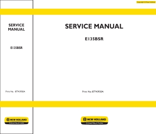 New Holland E135BSR Hydraulic Excavator Service Repair Manual Instant Download