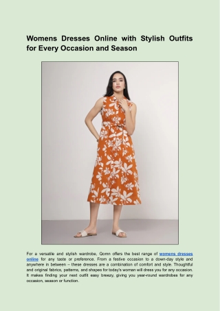 Womens Dresses Online with Stylish Outfits for Every Occasion and Season