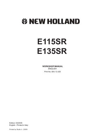 New Holland E135SR Crawler Excavator Service Repair Manual Instant Download