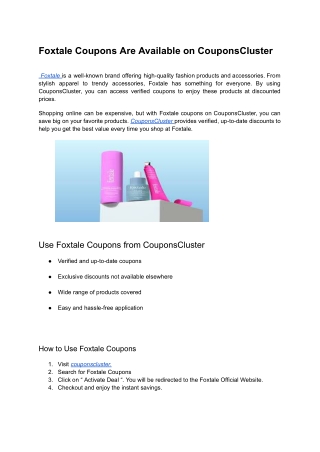 Foxtale Coupons & Offers on CouponsCluster