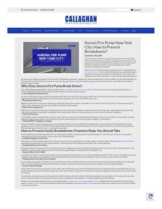 Aurora Fire Pump New York City How to Prevent Breakdowns?