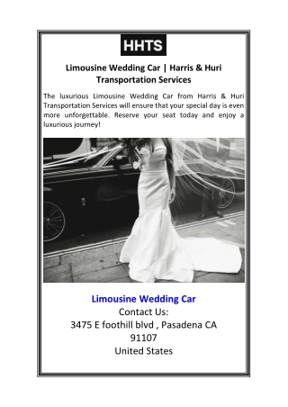 Limousine Wedding Car  Harris & Huri Transportation Services