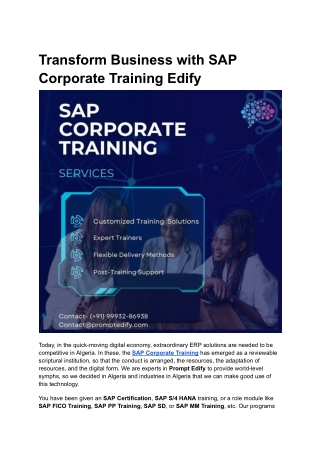 SAP Corporate Training in Algeria at Prompt Edify
