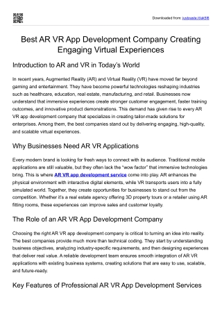 AR VR App Development Company - Designoweb Technologies