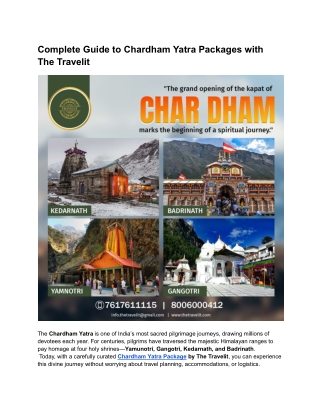 Complete Guide to Chardham Yatra Packages with The Travelit