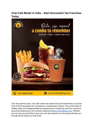 Chai Cafe Model in IIndia’s love for ndia – Start Successful Tea Franchise Today