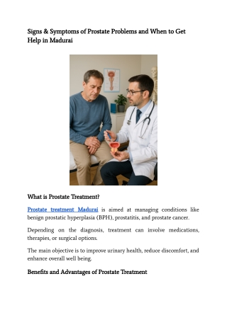 Signs & Symptoms of Prostate Problems and When to Get Help in Madurai