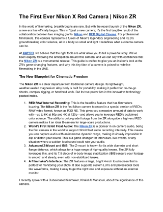 The First Ever Nikon X Red Camera _ Nikon ZR