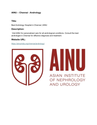 Best Andrology Hospital in Chennai | AINU