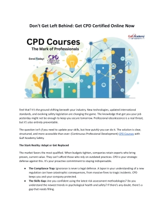 Elevate Your Career with CPD Certification Online