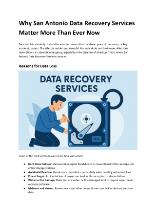 Why San Antonio Data Recovery Services Matter More Than Ever Now