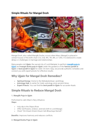 Simple Rituals for Mangal Dosh