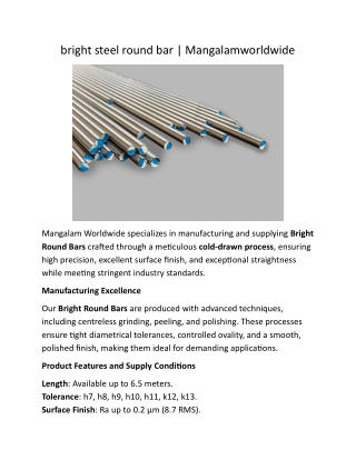 bright steel round bar | Mangalamworldwide