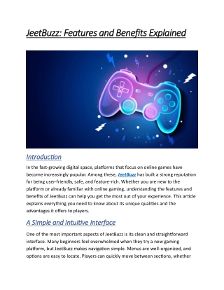 JeetBuzz: Features and Benefits Explained