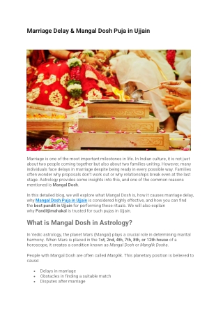Marriage Delay & Mangal Dosh Puja in Ujjain