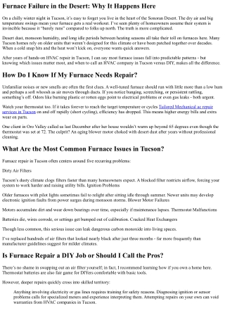 Top Questions About Furnace Repair Answered by Tucson Pros