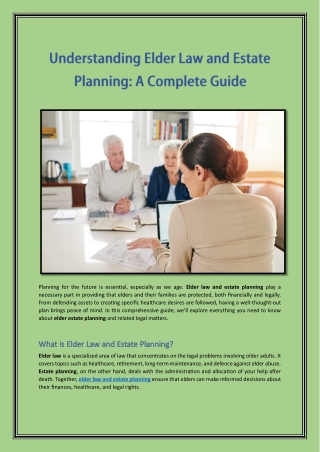 Understanding Elder Law and Estate Planning: A Complete Guide