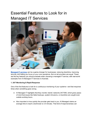 Essential Features to Look for in Managed IT Services