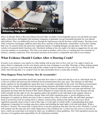 Determining Obligation For A Dooring Accident