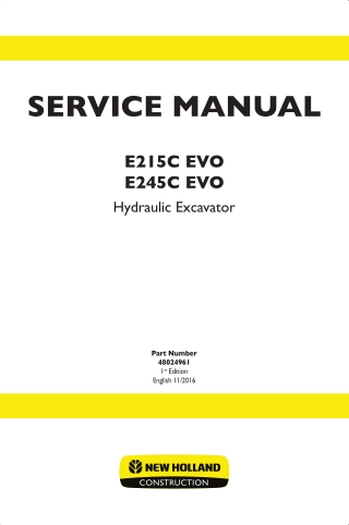 New Holland E215C EVO Hydraulic Excavator Service Repair Manual Instant Download
