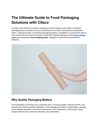The Ultimate Guide to Food Packaging Solutions with Clleco