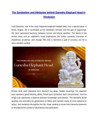 The symbolism and attributes behind Ganesha elephant head in Hinduism